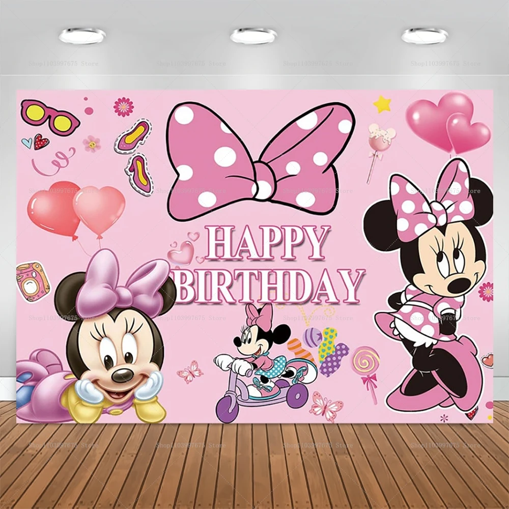 Disney Mickey Minnie Mouse Backdrop Kids Birthday Party Decor Photography Background Newborn Baby Shower Vinyl Printing Banner