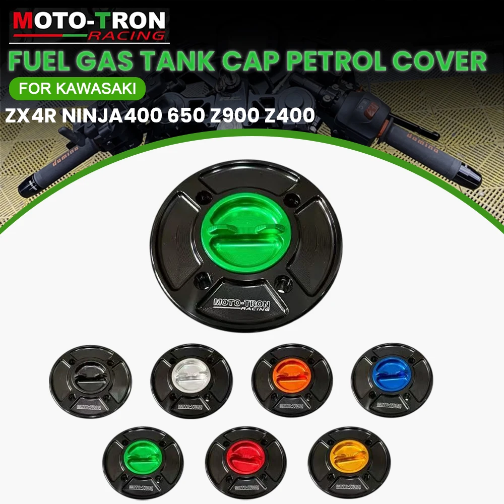 MOTO-TRON CNC Motorcycle  Fuel Gas Tank Cap Petrol Cover For KAWASAKI ZX4R ZX4RR Ninja400 Z900 Z400 Z650