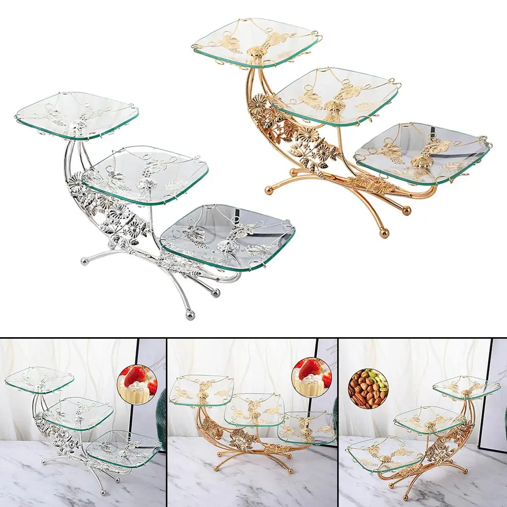 

3 Layer European Style Classic Crystal Glass Fruit Plate Fruit Vegetable Holder Dessert Pastry Decorative Tray for Home Decor