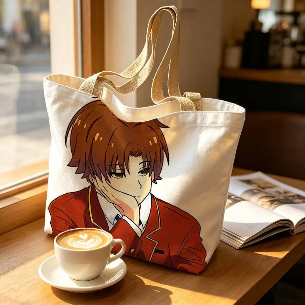 Anime C-Classroom of the Elite Print Canvas Tote Bag Handbag For Daily School Commute Casual Shoulder Bag