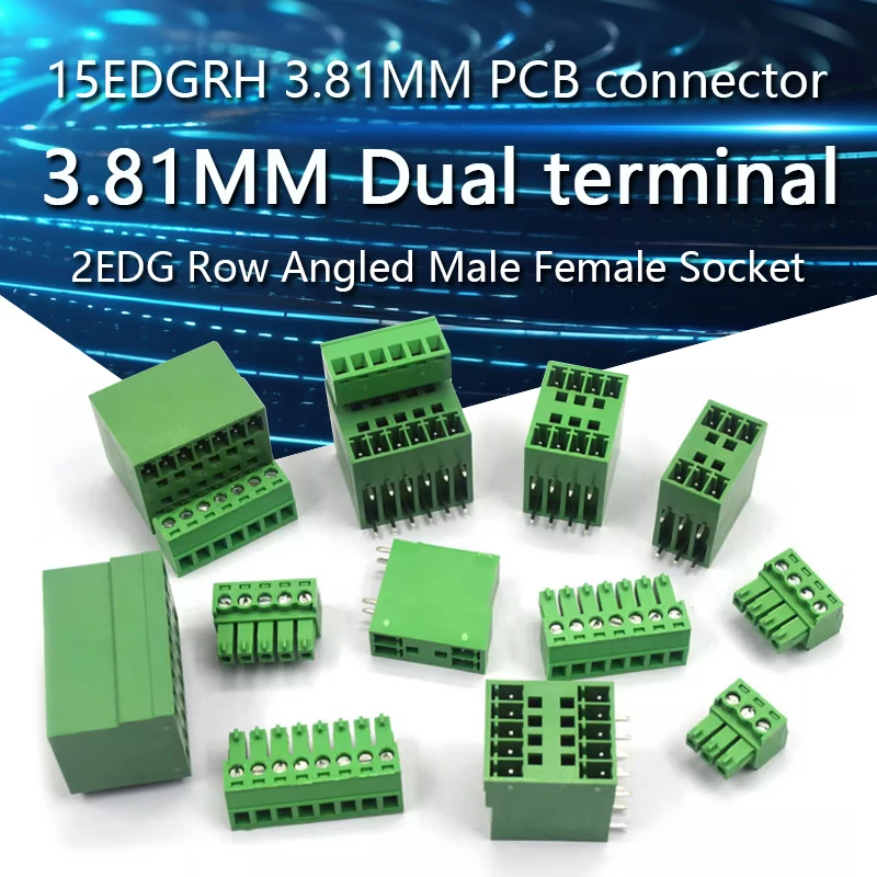 

15EDGRH 3.81MM Double layer plug-in terminal block 15EDGRH-3.81mm PCB connector 2EDG double row angled male and female sockets