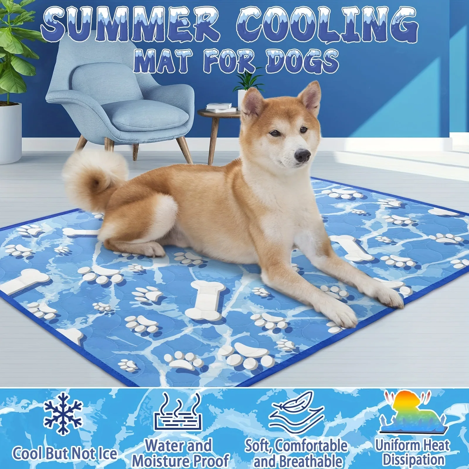 Self-Cooling Cat and Dog Mat - Ice Silk Fabric for Summer Comfort - Washable, Great for Beds, Dog Beds, and Car Seats