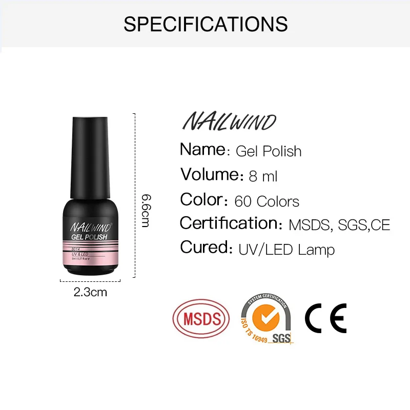 NAILWIND เล็บชุด8Ml เจลเคลือบกึ่งถาวร UV LED Esmaltes Top ยาเคลือบเล็บเจลชุดเครื่องมือเล็บเล็บ