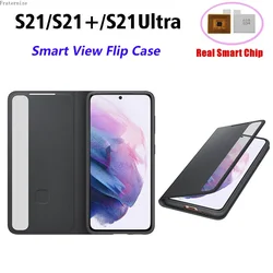 Custodia per telefono in pelle con vibrazione a portafoglio Smart View per Samsung Galaxy S21 Ultra S21 S21 Plus Cover protettiva a ribalta libera con chip intelligenti