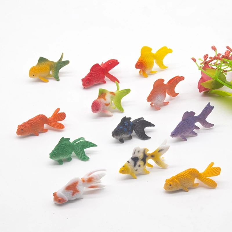 12pieces Plastic Goldfish Aquariums Ornaments DIY Mini Artificial Hand Painted Adult Collection Model Fish Toy