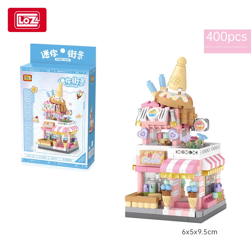 LOZ Street View Series Food Street Ice Cream Shop Panda Cafe Flower Shop Microdeeltjesmodel bouwstenen speelgoed voor kinderen