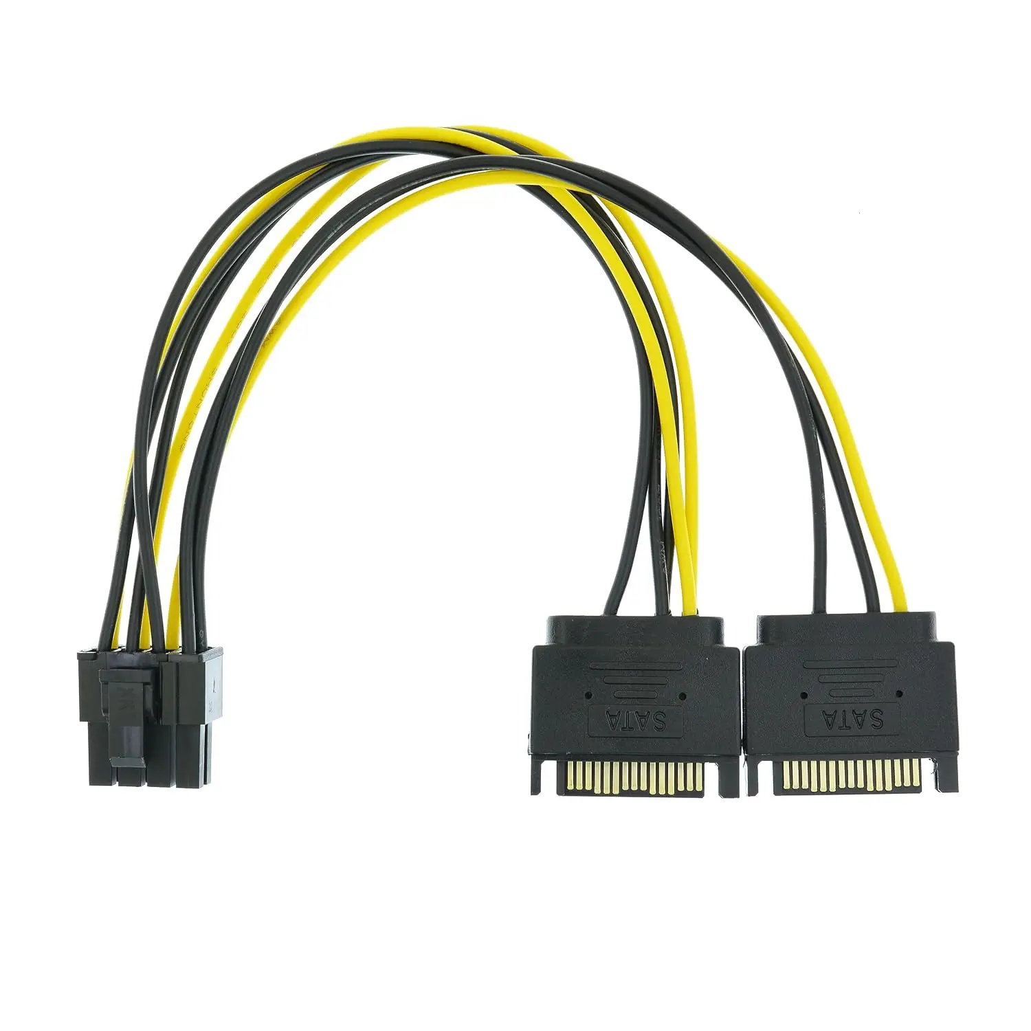 Dual SATA 15pin to 8pin Graphic Card Power Adapter Cable 20cm PCIE SATA Power Supply Cable 8p to SATA for Bitcoin Miner Mining