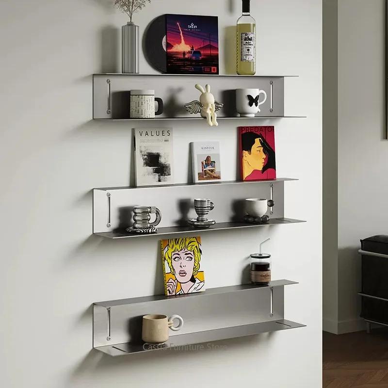 Stainless Steel I-Shaped Wall holder Floating Display Rack for Shop Modern Industrial Storage Solution Space-Saving Decor Shelf