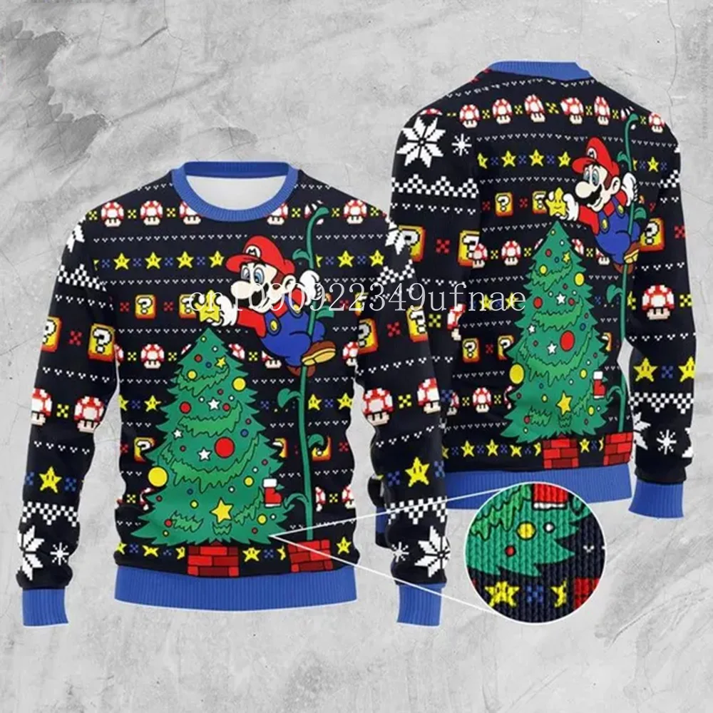 Super Mario Christmas Ugly Sweater Christmas Gift Disney 3D Printed Christmas Ugly Sweater Fashion Boys Girls Sweater 2025