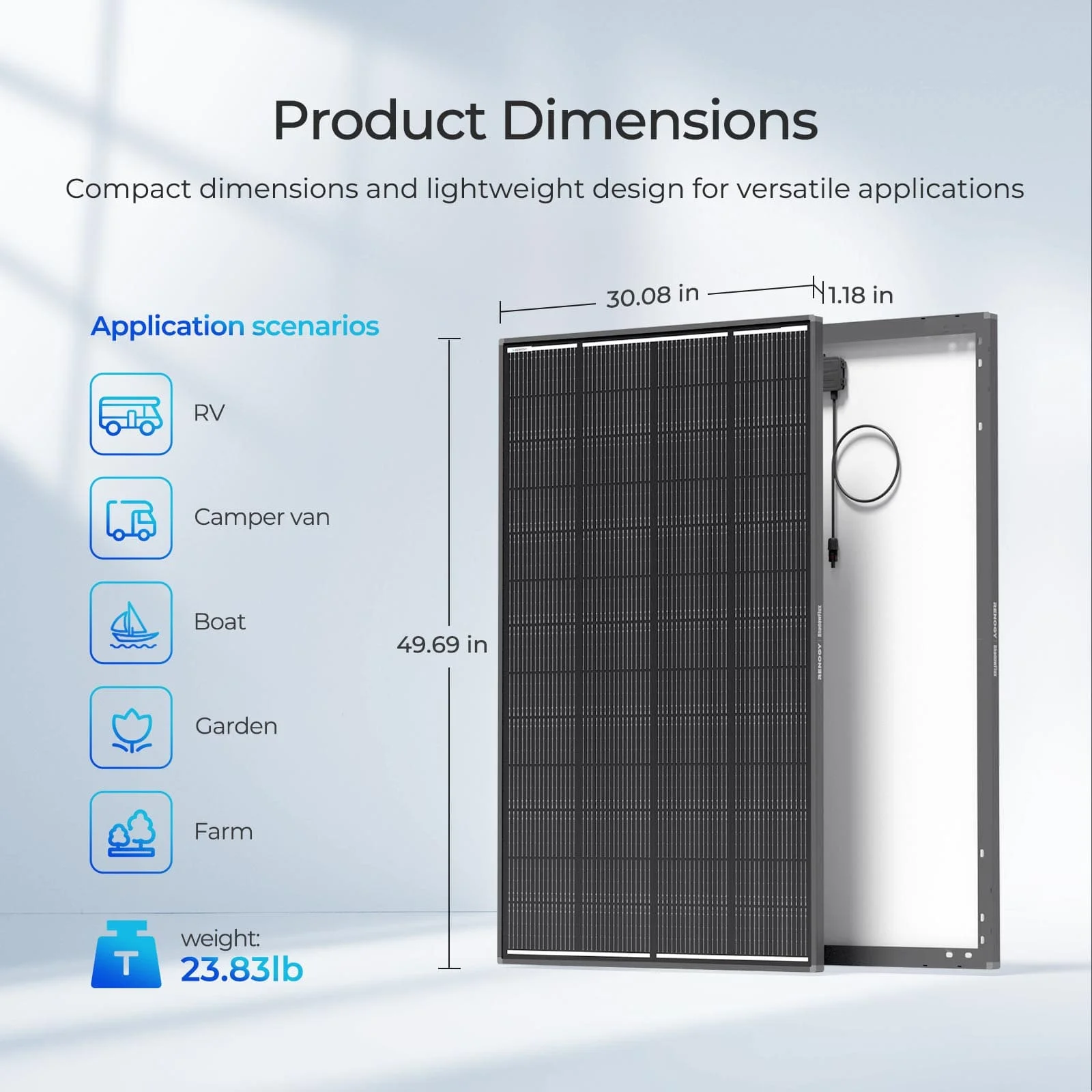 Renogy 200W ShadowFlux لوحة شمسية مضادة للتظليل N من النوع N، لوحة شمسية 12 فولت 200 وات 25% عالية الكفاءة، شاحن طاقة وحدة PV #6