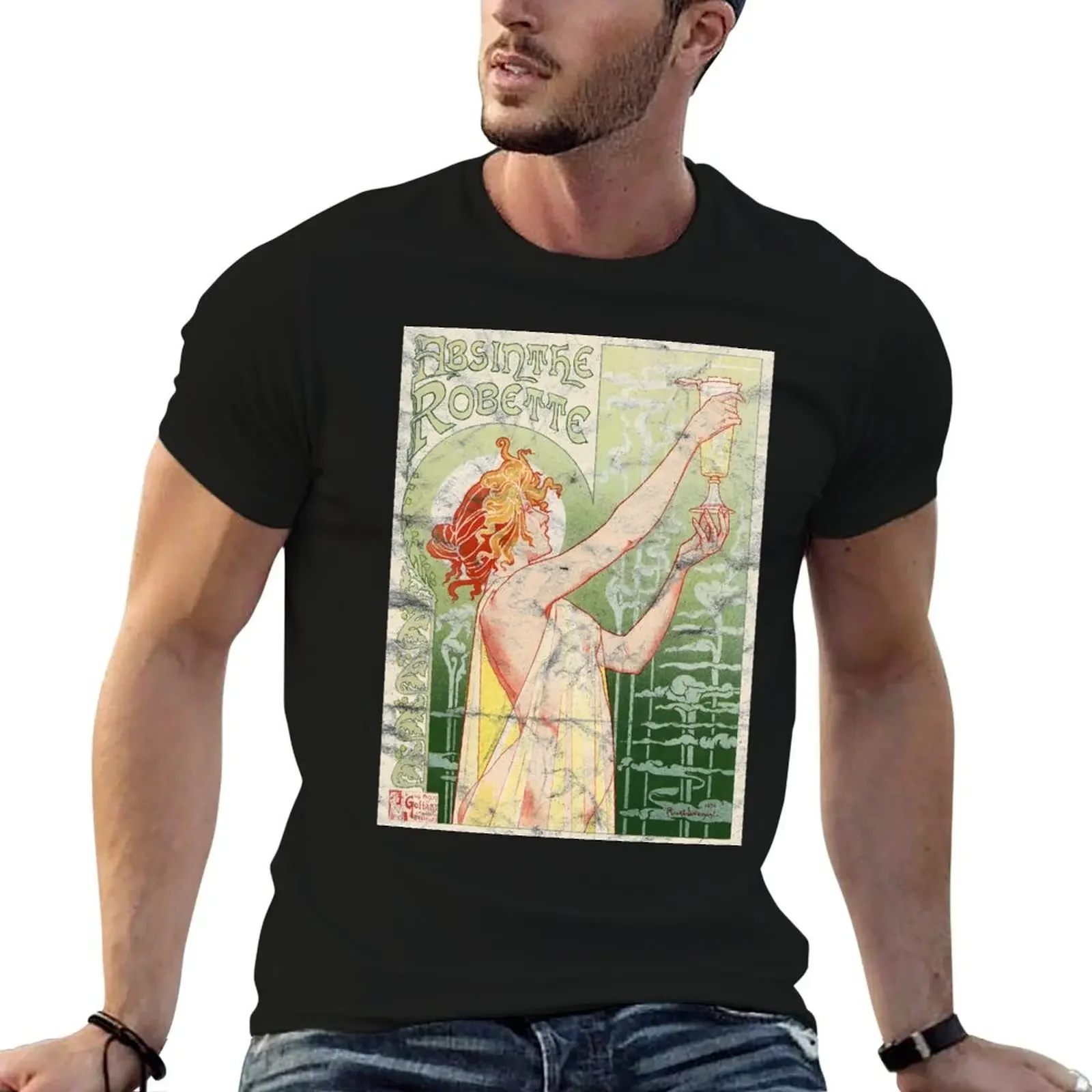 Absinthe Robette Vintage Alcohol Art Advert T-Shirt shirts graphic tee custom shirt luxury clothes men