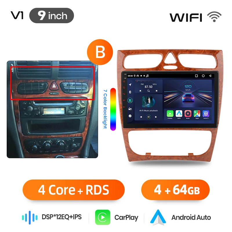 Junsun Android Auto autoradio voor Benz C-Klasse W203 C200 C320 C350 CLK W209 2000-2005 Multimedia draadloze Apple CarPlay slimme intelligente systemen IPS touchscreen stereo videospeler 2 Din