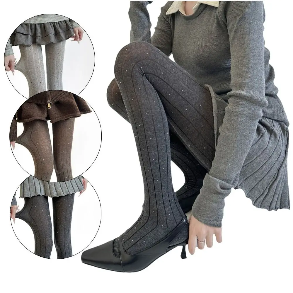 جوارب طويلة بنمط منقط أساسي، ملمس مضلع، مادة قطنية، سراويل ضيقة مريحة على الموضة