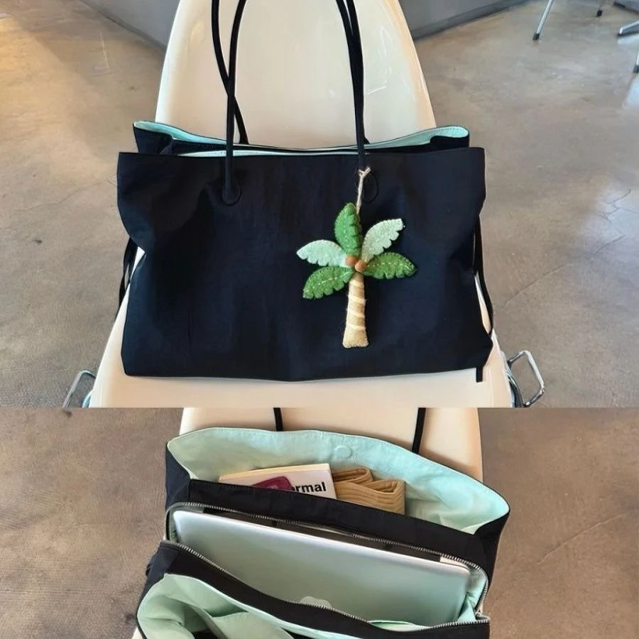 

Spring Summer New Lightweight Contrast Color Nylon Tote Bag Multi Compartment Large Capacity Single Shoulder Bag for Travel