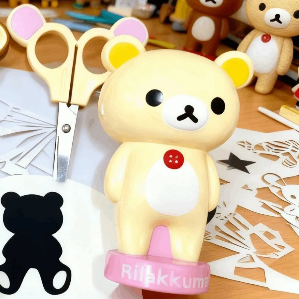 Kawaii Rilakkuma Scissors Vintage Cute Cartoon Anime Portable Handmade Special Tool Desktop Ornament for Girls Gifts Toys