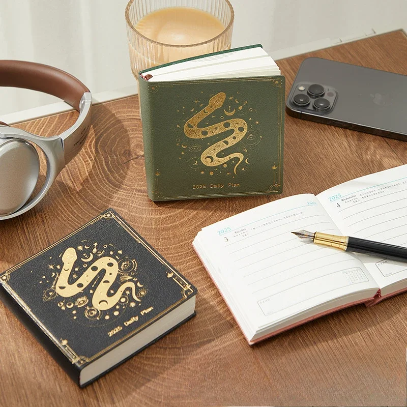 2025 Pocket Calendar Creative Snake Year Notebook Square Portable Small Fresh Business Office Planning Book School Stationeries