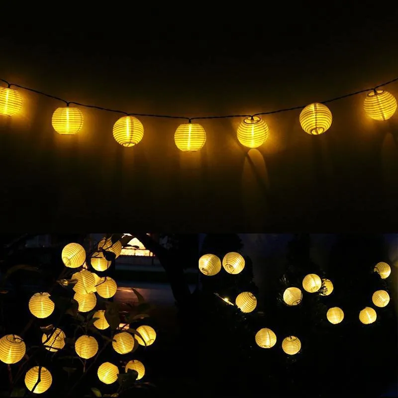 10 LED Lantern Ball String Light Outdoor Waterproof Patio String Lights Solar Garland Christmas Lights