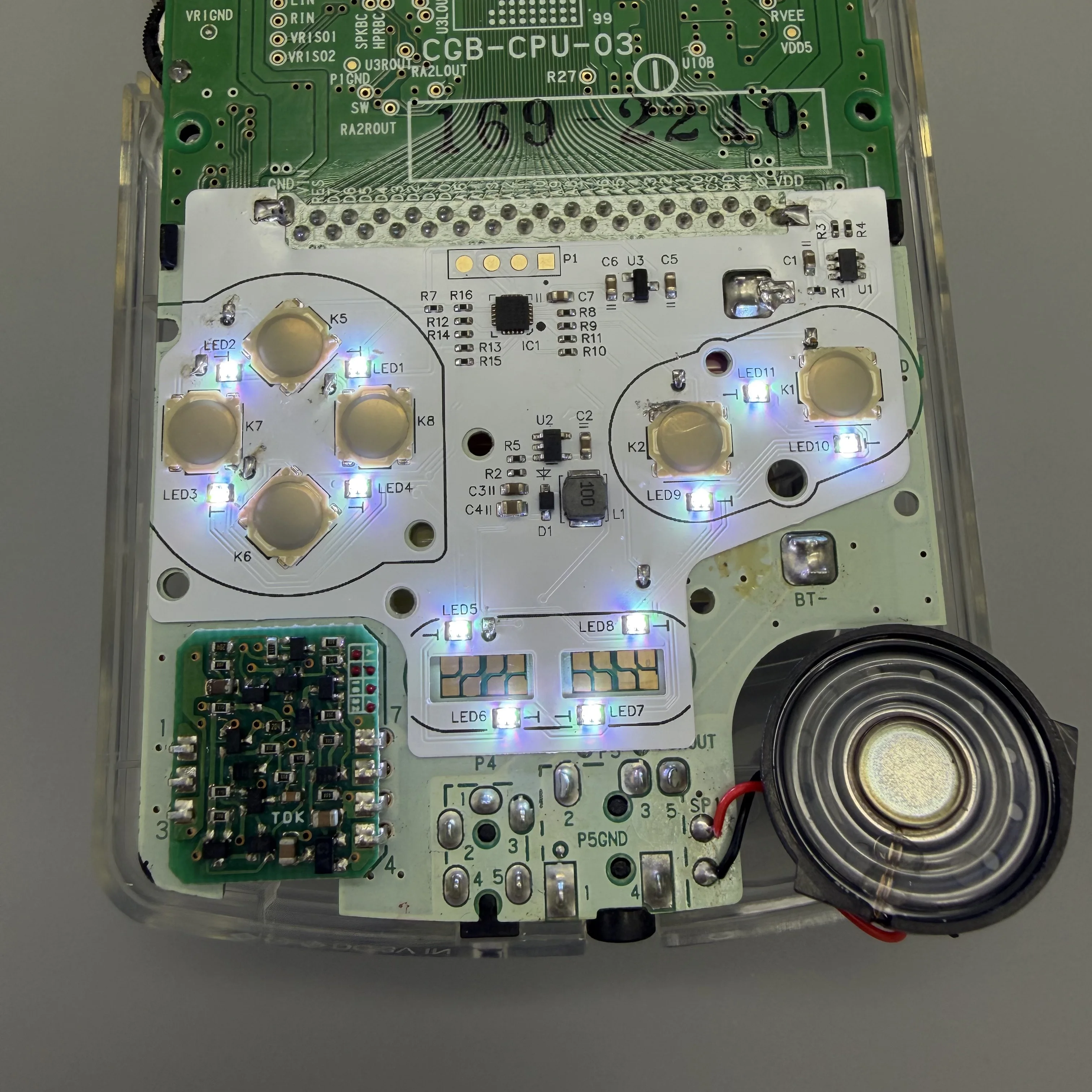 For GAMEBOY GBC GBA.RGB custom color matching Button light pot piece integrated metal button spring piece suitable