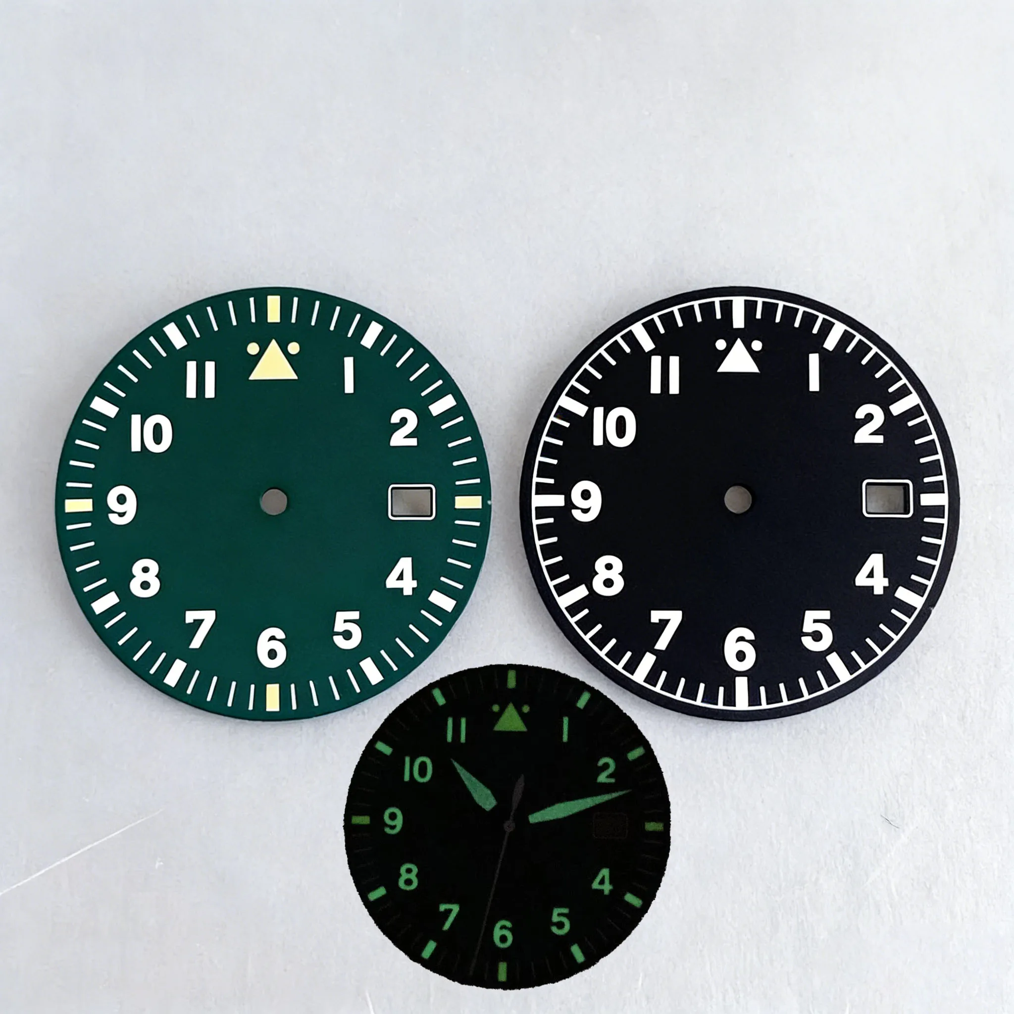 

NH35A Tandorio 29mm Green/Black Arabic Numerals Luminous Watch Dial Hands Fit NH35 NH36 Automatic Movement Men Watch Accessories