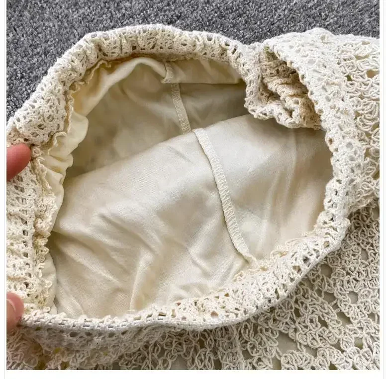 european style Hook Flower Hollow Crochet pants Women Beach Seaside hollow out pant