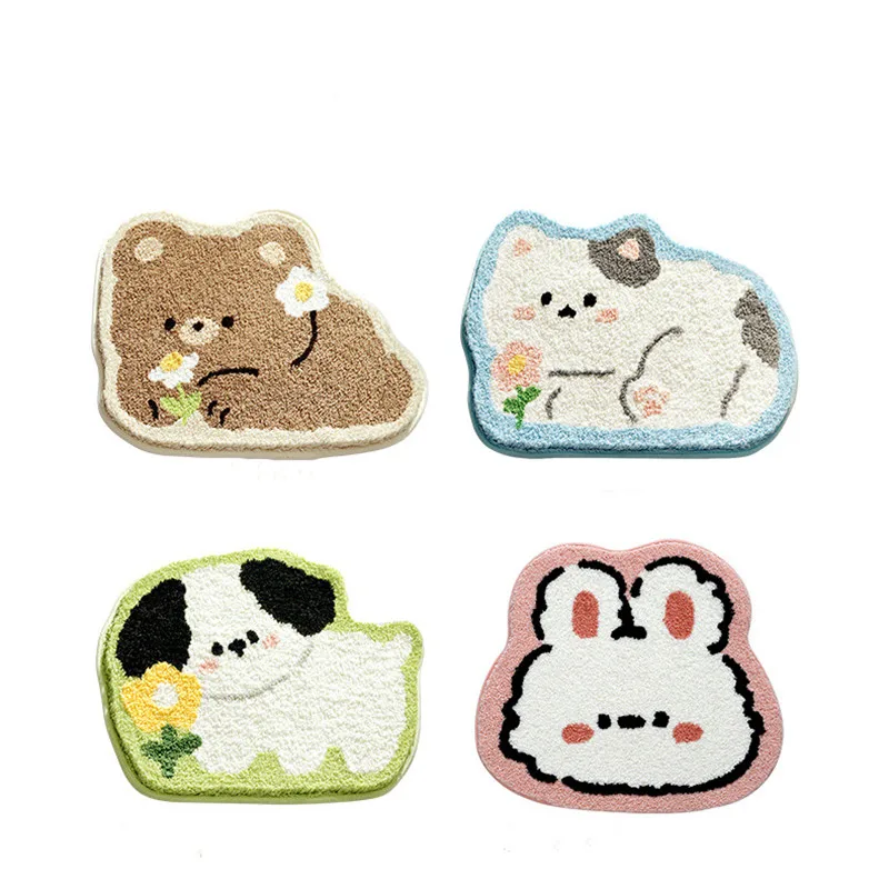 

Cartoon Animal Bathroom Floor Mat Bathroom Household Absorbent Mats Toilet Door Flocking Carpet Thickened Anti-slip Mat