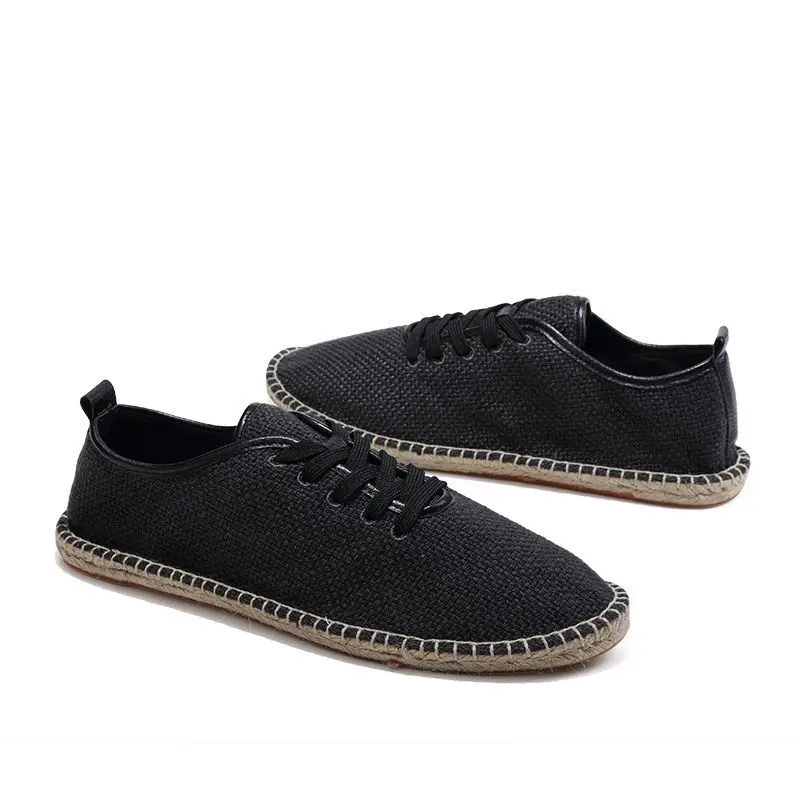 

Fashion Canvas Shoes Men Loafers Breathable Cloth Shoes Brand Mens Casual Shoes Male Footwear Black White Plus Size 45 KA4830