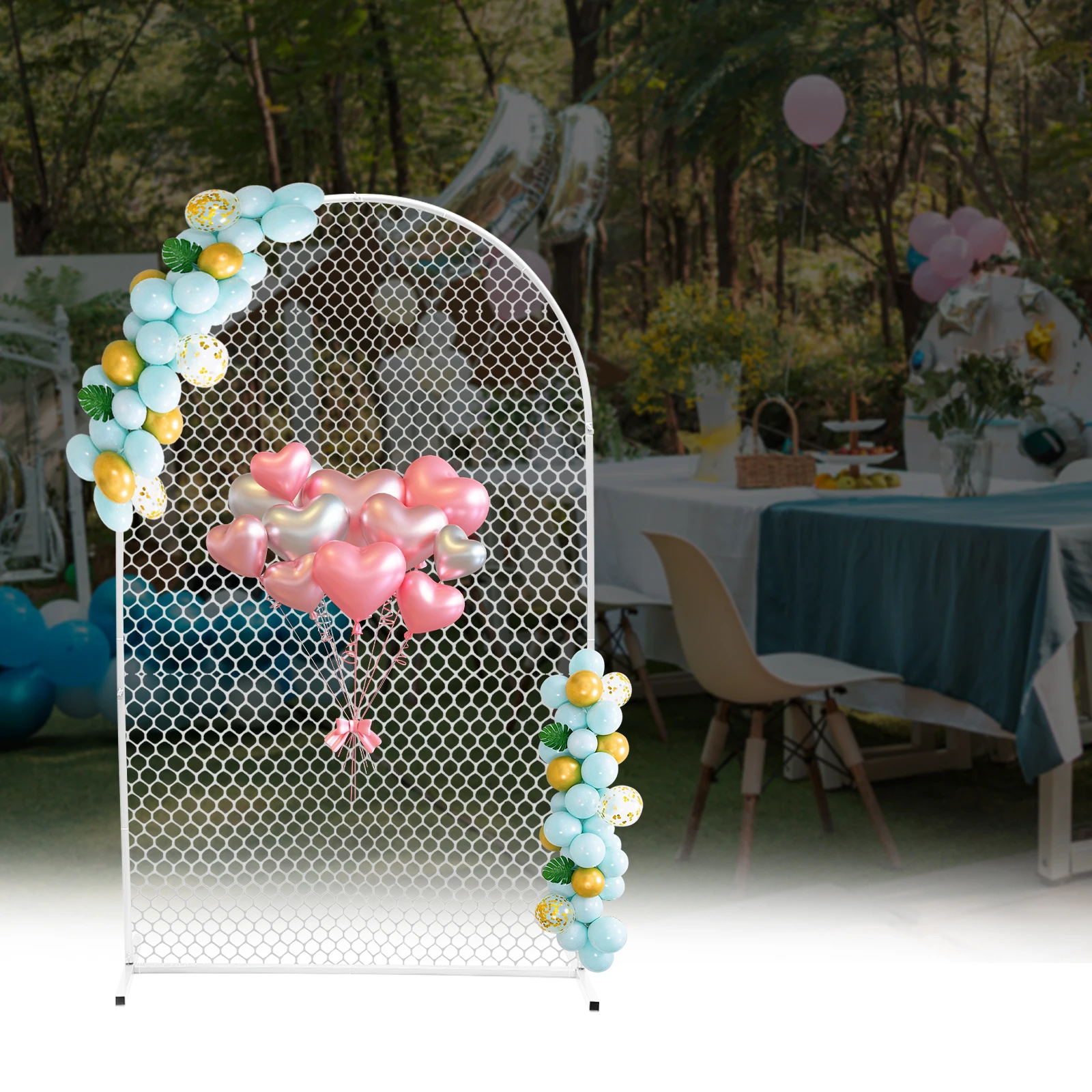 Imagem -03 - Fundo do Arco do Casamento Balão Frame Rack Arco do Jardim com Grade de Malha Flower Stand Festa de Aniversário Novo 2m