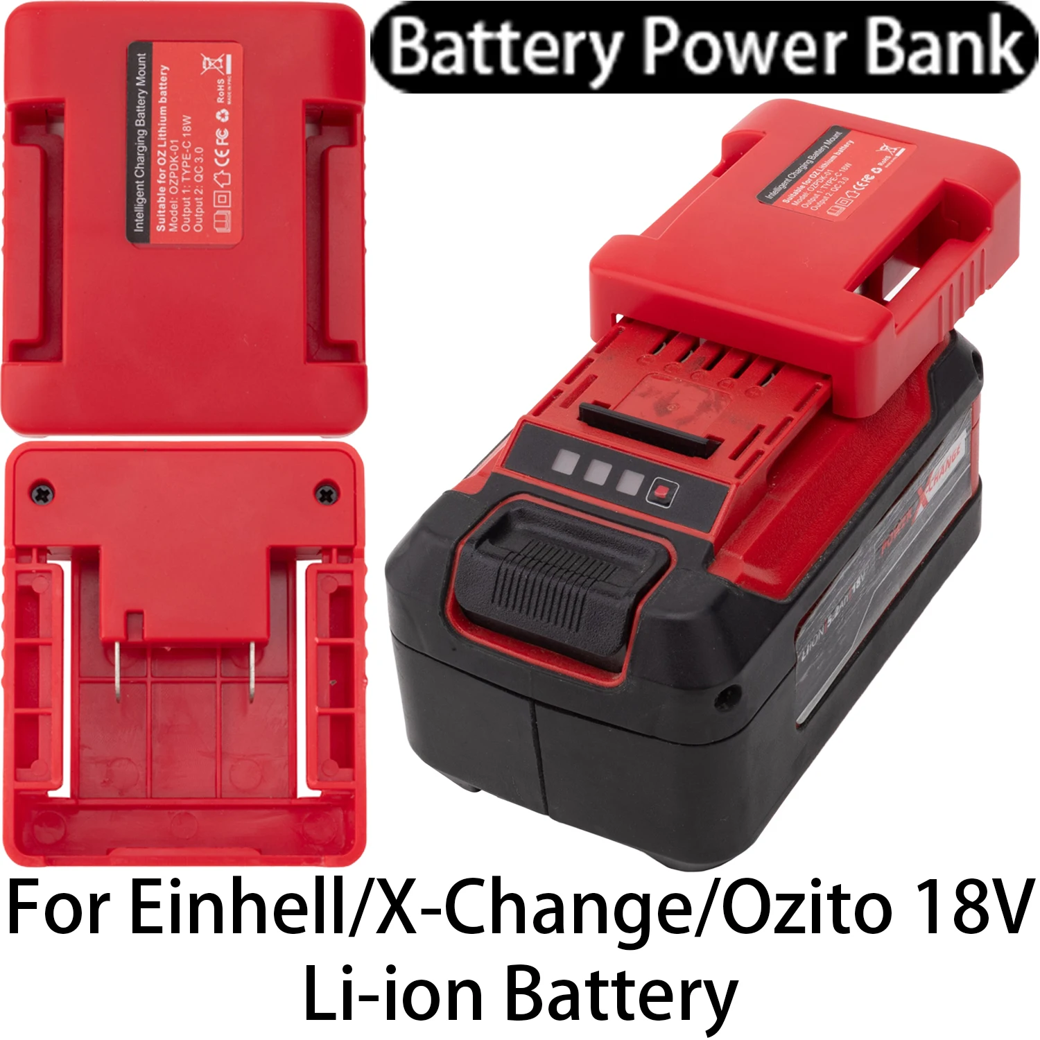 

Battery Power Bank Adapter For Einhell/X-Change/Ozito 18V Li-ion Battery charging mobile power bank Power tool accessories