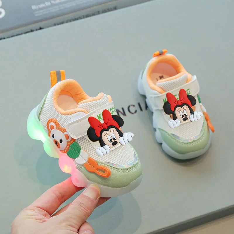 

Boy Girl Autumn Spring Summer Sneakers kids Cartoon Soft Sole Casual Shoes Minnie mickey mouse New Baby Lighting Toddler Shoes