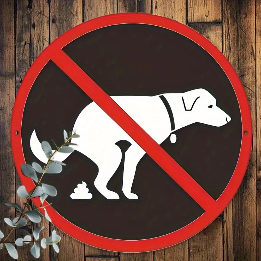 Vintage Aluminium Multi Round Yard Warning Sign Collage Tin Sign, Rusty Pet Swim Restriction Wall Decor for Garden & Home