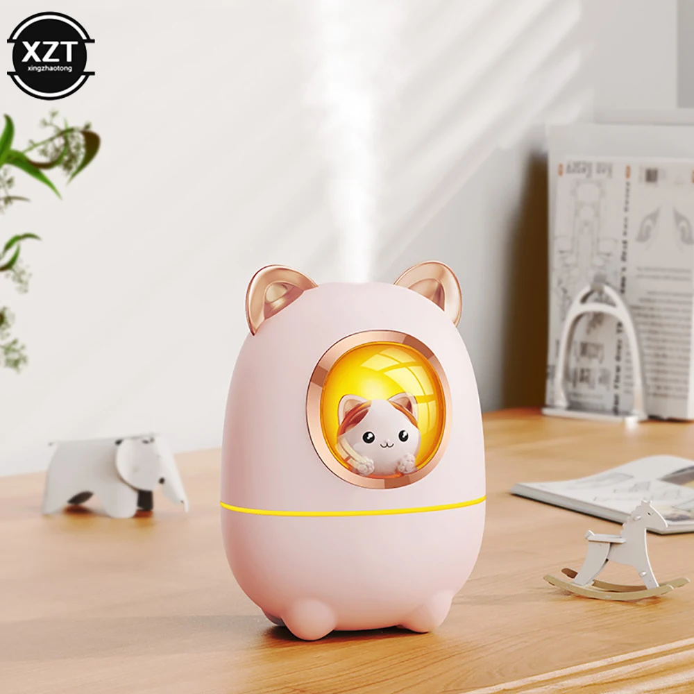 200ML Cartoon Humidifier Cute Style Essential Oil Diffuser with Night Light Desktop Silent Recharging Cooler for Home Car Office