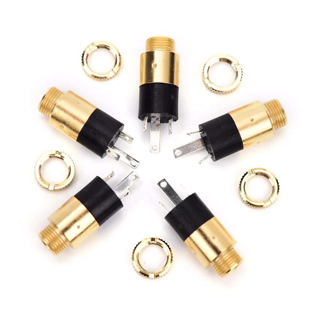 PJ-392 Tomada fêmea estéreo banhado a ouro com parafuso, 3,5mm, áudio e vídeo, conector de fone de ouvido, 5PCs