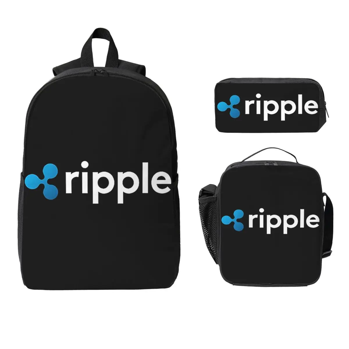 

Рюкзак Ripple (XRP) Crypto, студенческая сумка для книг для мальчиков и девочек, школьная сумка, сумки на плечо для ноутбука, 3 шт., изолированная сумка для обеда, пенал