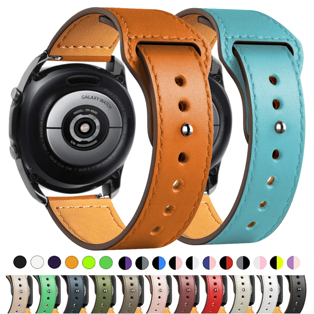 سوار من الجلد لساعة سامسونج ، ساعة جالاكسي 6-كلاسيكية نشطة 2 ، 40 ، 4 ، 44 ، 45 ، 20 ، 22 ، 4 ، 5 برو ، 42 ، 46 أو