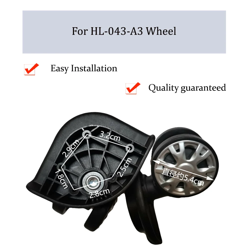 

For HL-043-A3 Black Nylon Luggage Wheel Trolley Case Wheel Pulley Sliding Casters Universal Wheel Repair Slient Wear-resistant