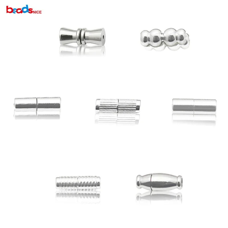 Beadsnice ID34945  925 sterling silver screw clasp Silver Tone Barrel Screw Clasps copper base Clasp Connector