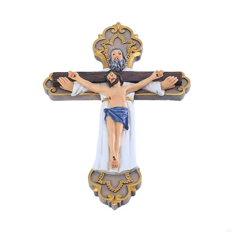 

16FC Holy Religious Statue Crucifix Resin Jesus for Cross with God Wall Decor