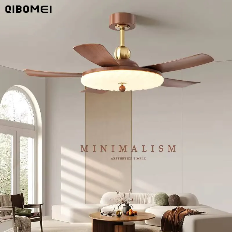 Retro Led Ceiling Fan Lights Dining Room Bedroom Mute Simple Invisible Fan Lights Modern Home Interior Decoration Lighting Lamps