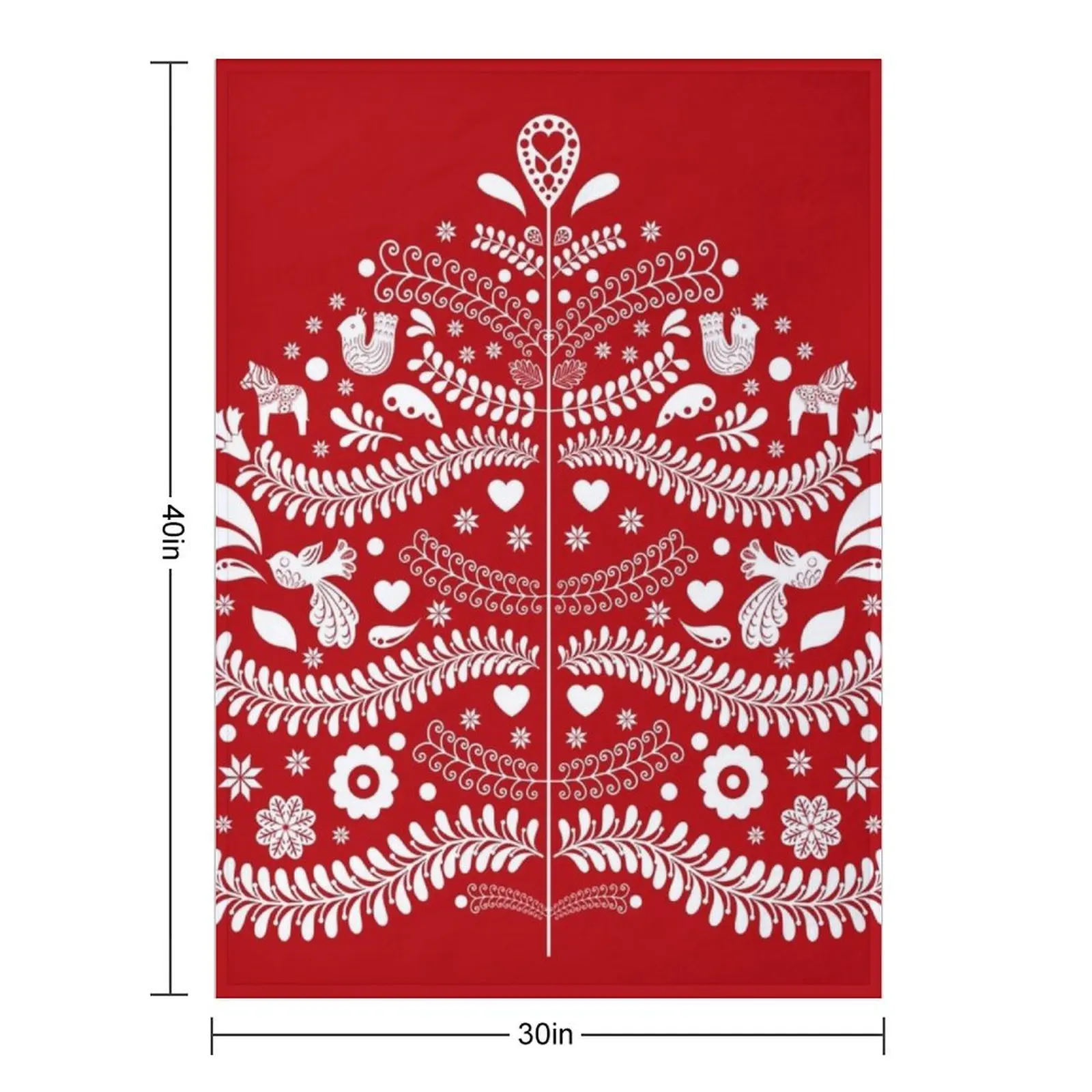 White Scandinavian Christmas Tree on Red Throw Blanket Sofa Throw Hairy Decorative Sofas For Baby Blankets