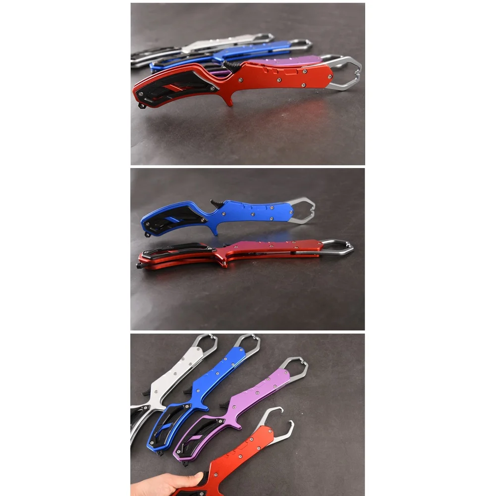 1Pc Aluminum Alloy Fish Grabber Pliers Anti-Rust Pistol Grip Lip Clamp For Outdoor Fishing Tool Red Blue Silver Purple
