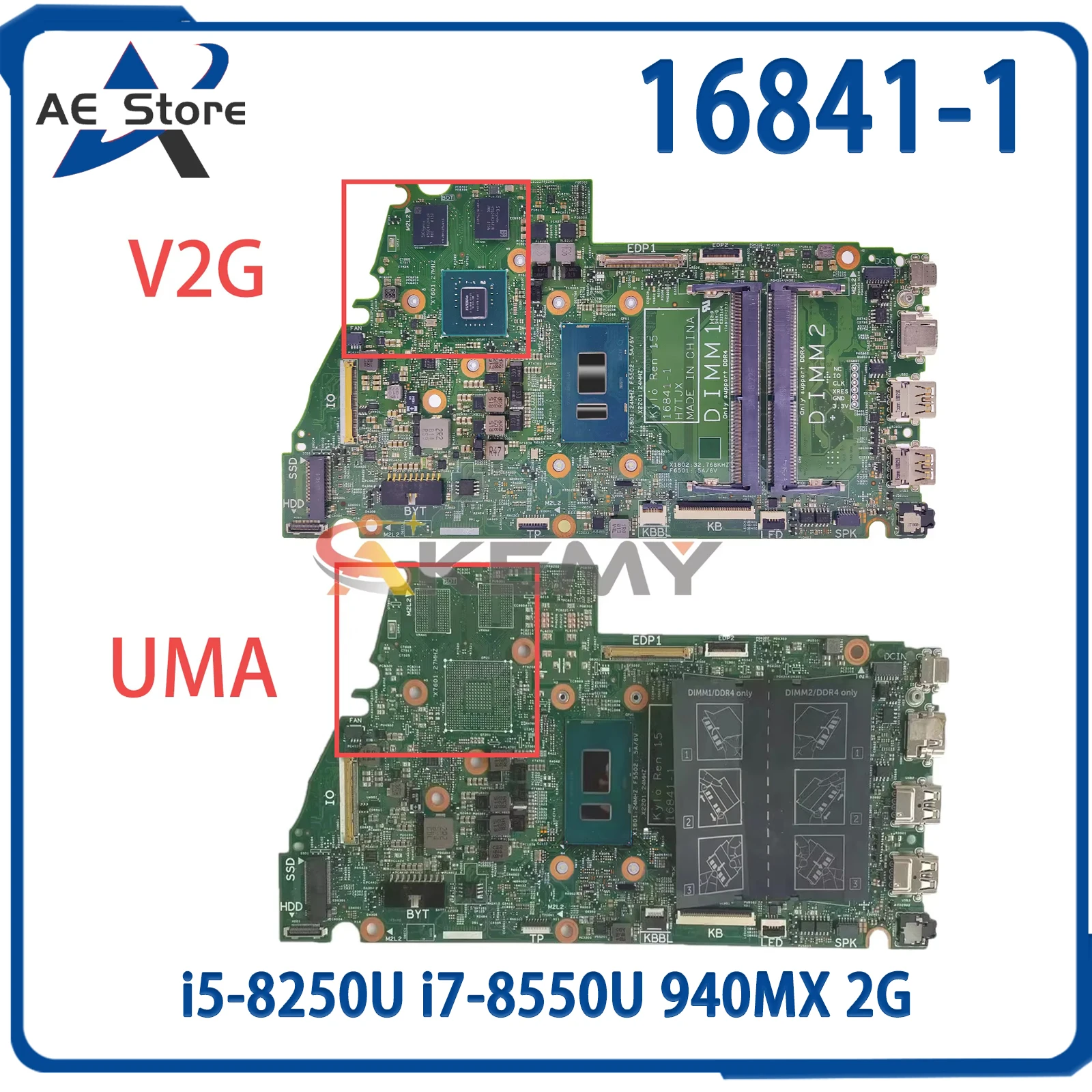 Ae 16841-1 Laptop Moederbord Voor Dell 7570 7573 I5-8250U I7-8550U 940mx 2G 0471tw 0Wwyyn 0xw62n Moederbord Volledig Getest