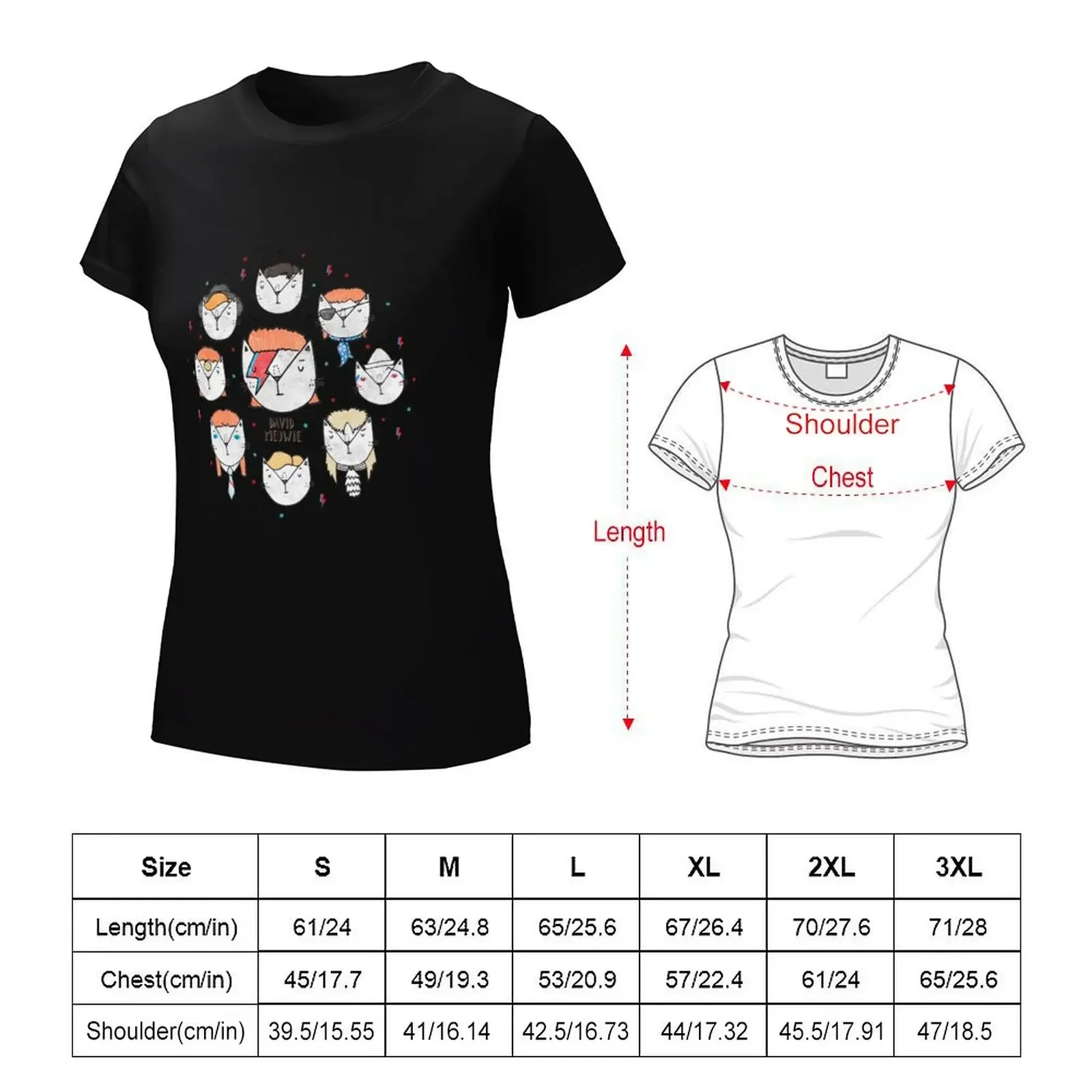 The 9 Lives of David Meowie T-shirt korean fashion vintage clothes workout t shirts for Women