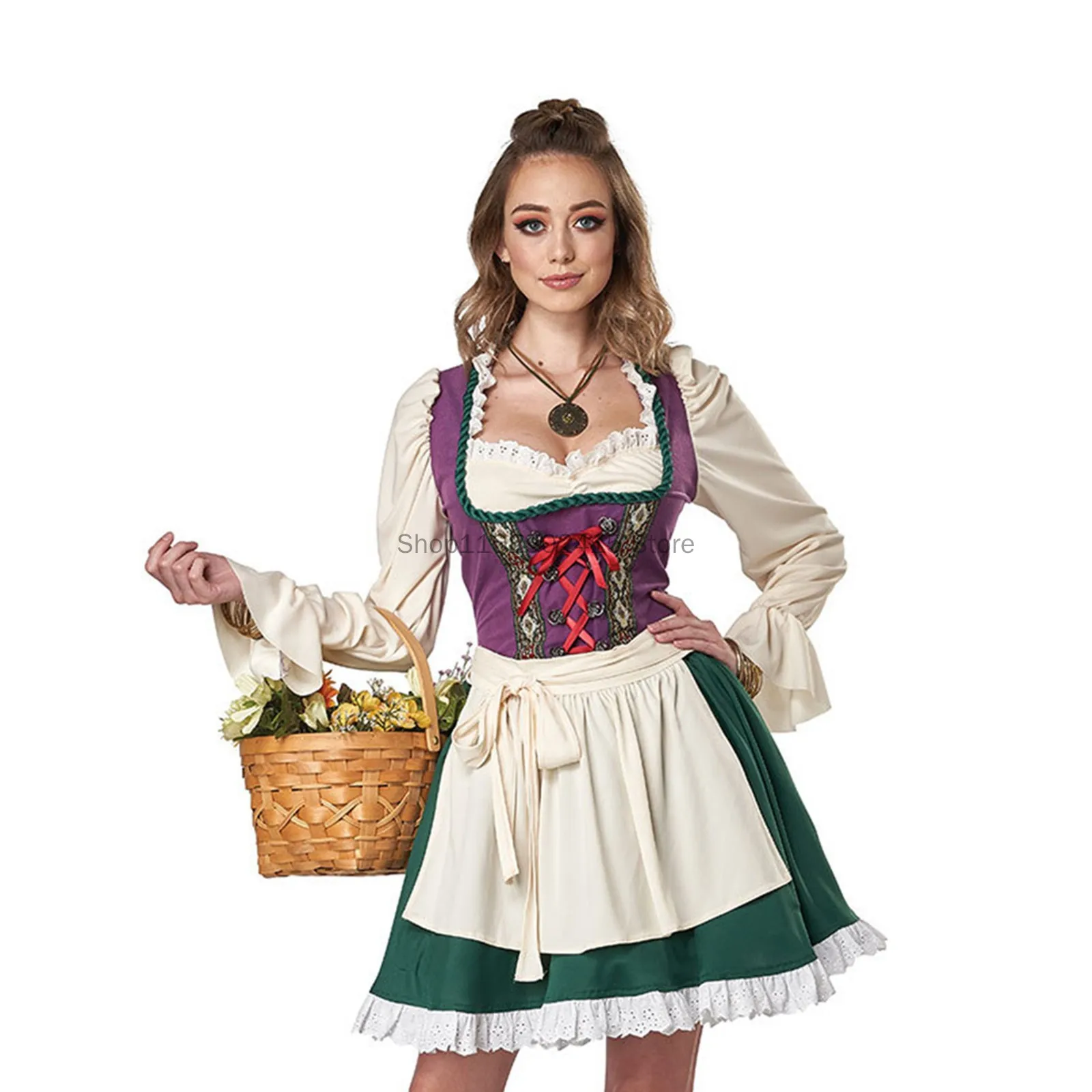 

Oktoberfest Dress Cosplay Costume 2023 German Beer Festival Tavern Bartender Waitress Outfit Halloween Carnival Fancy Dress