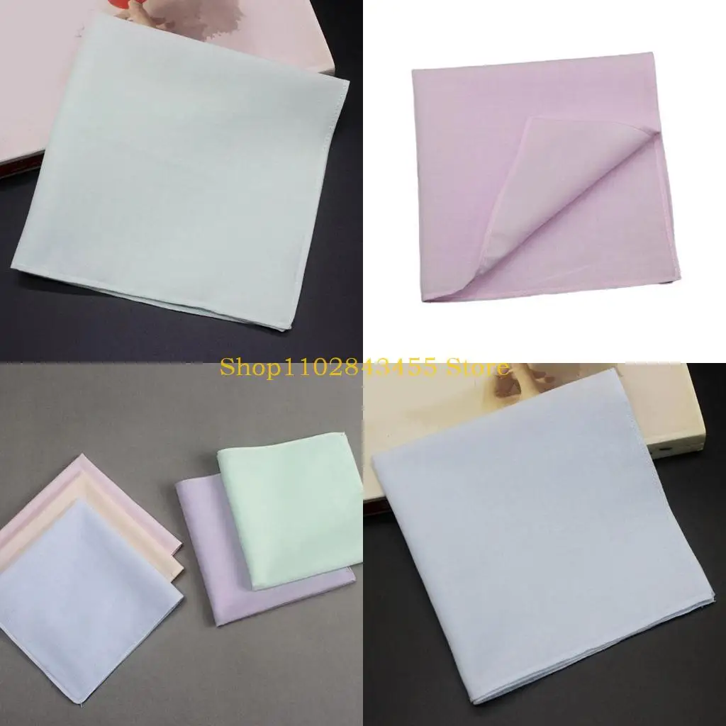 

49MC Gentleman Plain Color Handkerchief Square Handkerchief Embroidery Tie Dye Square Useful Handkerchief for Woman Male