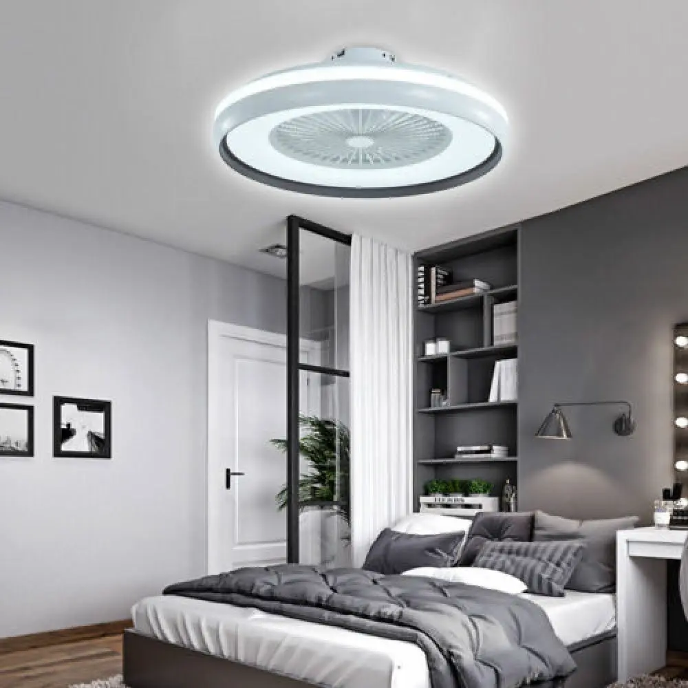 Bymaocar 18 Inch Semi Flush Mount Silent Work 3 Speed Ceiling Light Dimmable LED Chandelier Modern Fan Lamp with Remote Control