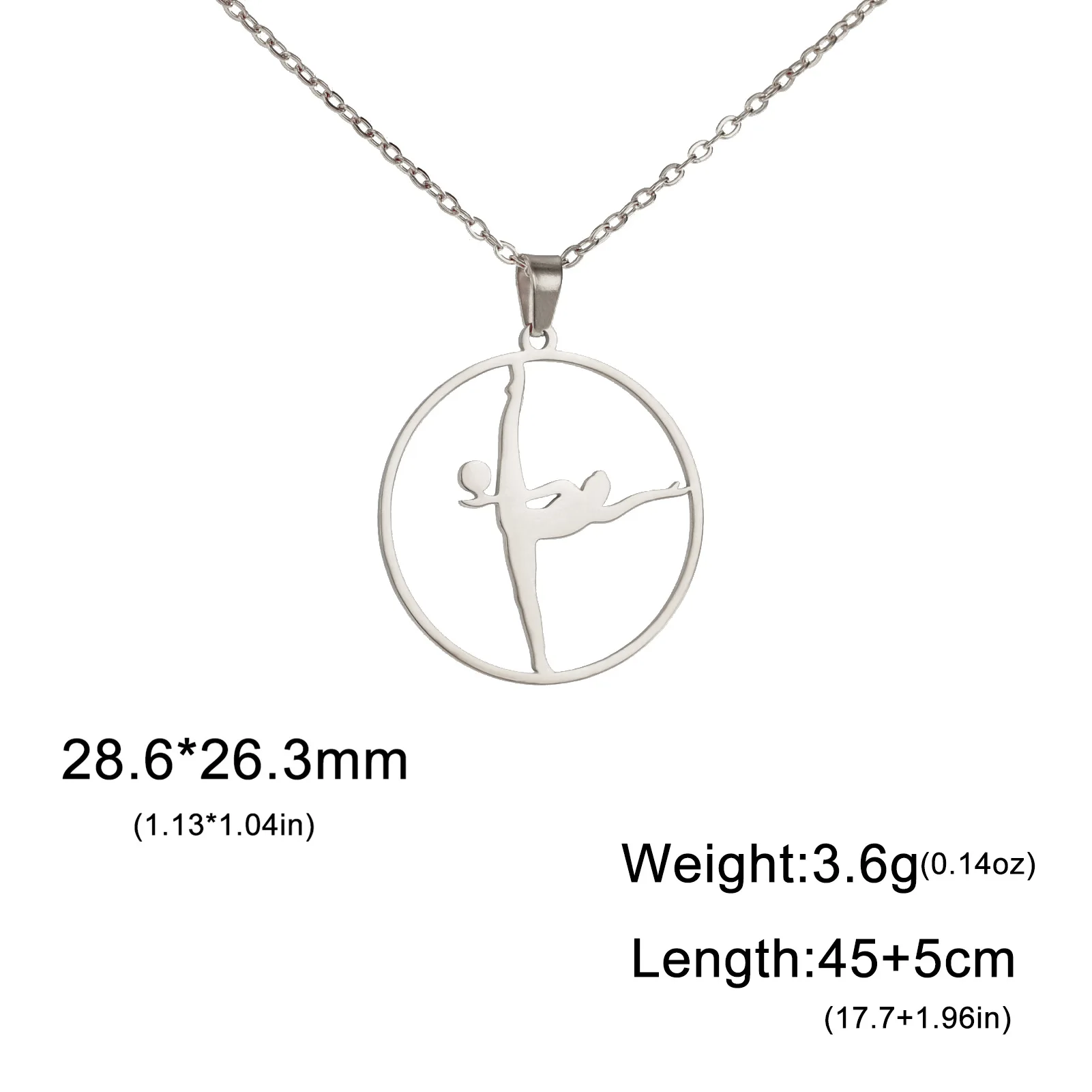 HIPEE Fashion Personality Rhythmic Gymnastics Necklace for Women Stainless Steel Artistic Gymnastics Pendant Necklaces Jewelry