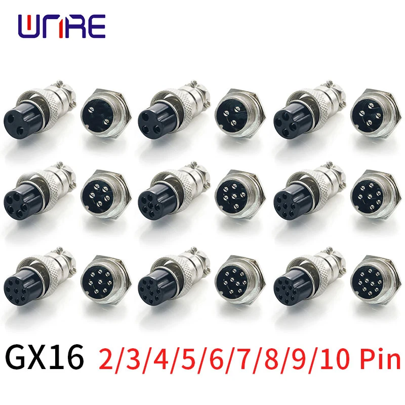 1set GX16 2/3/4/5/6/7/8/9/10 Pins Male & Female 16mm Circular Aviation Socket Plug Wire Panel Connector