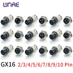 1set GX16 2/3/4/5/6/7/8/9/10 pin maschio e femmina 16mm presa circolare per aviazione spina connettore pannello filo