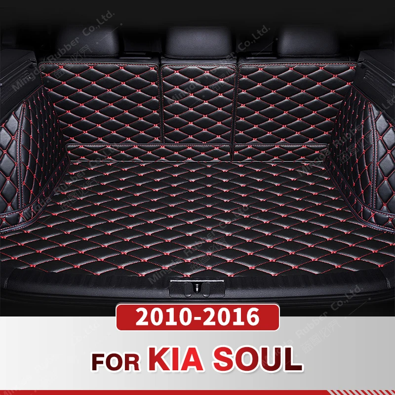 Auto Full Coverage Trunk Mat For Kia Soul 2010-2016 15 14 13 12 11 Car Boot Cover Pad Cargo Liner Interior Protector Accessories