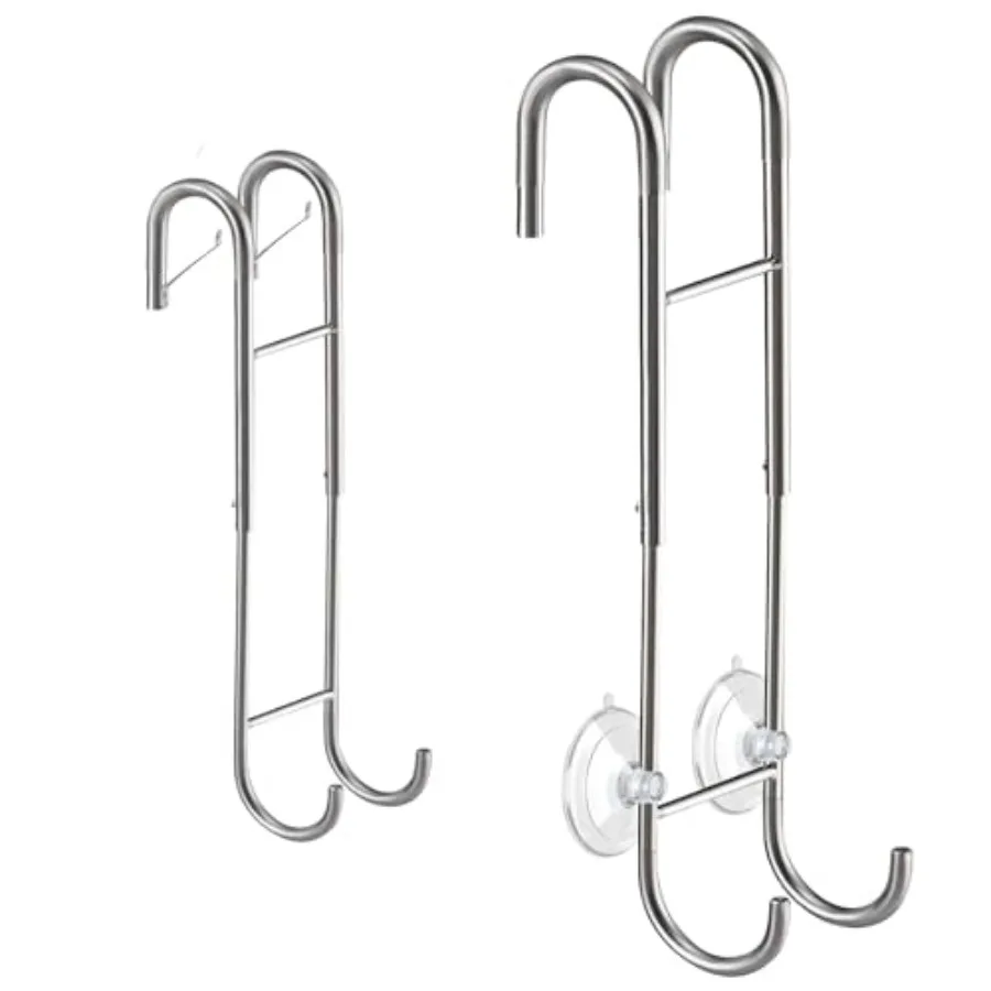 

Shower Door Towel Hooks - 9"~13" Length Adjustable Hook for Frameless Over The Door Glass, Squeegee Holder, Towel Hanger for Ba